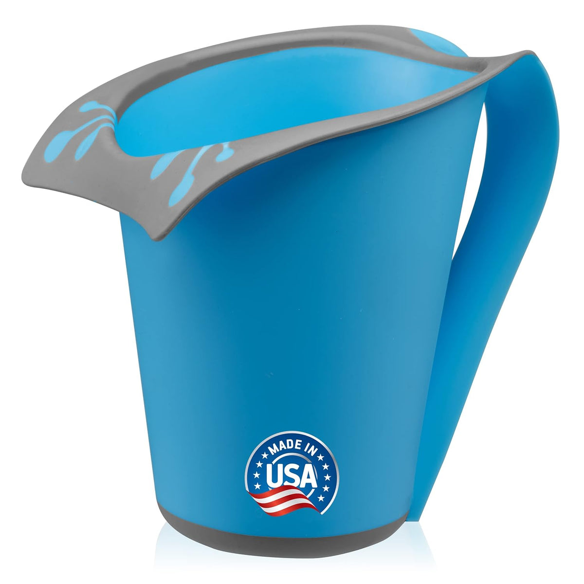 Baby Bath Rinse Cup with Soft Silicone Edge - Tear Free Shampoo Rinser for Babies, Toddlers, Kids - 27 oz Large Capacity Waterfall Pourer, Easy Grip Handle, BPA Free, Made in USA