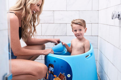 Baby Bath Rinse Cup with Soft Silicone Edge - Tear Free Shampoo Rinser for Babies, Toddlers, Kids - 27 oz Large Capacity Waterfall Pourer, Easy Grip Handle, BPA Free, Made in USA
