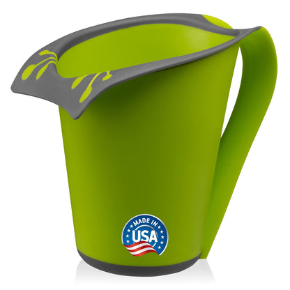 Baby Bath Rinse Cup with Soft Silicone Edge - Tear Free Shampoo Rinser for Babies, Toddlers, Kids - 27 oz Large Capacity Waterfall Pourer, Easy Grip Handle, BPA Free, Made in USA