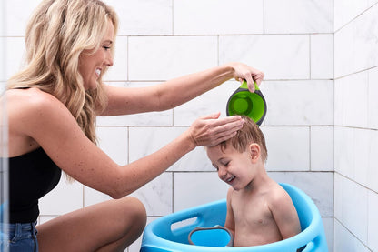 Baby Bath Rinse Cup with Soft Silicone Edge - Tear Free Shampoo Rinser for Babies, Toddlers, Kids - 27 oz Large Capacity Waterfall Pourer, Easy Grip Handle, BPA Free, Made in USA