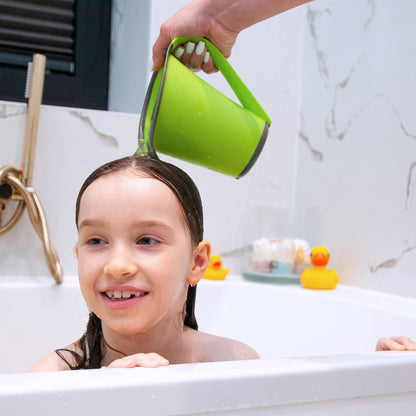 Baby Bath Rinse Cup with Soft Silicone Edge - Tear Free Shampoo Rinser for Babies, Toddlers, Kids - 27 oz Large Capacity Waterfall Pourer, Easy Grip Handle, BPA Free, Made in USA