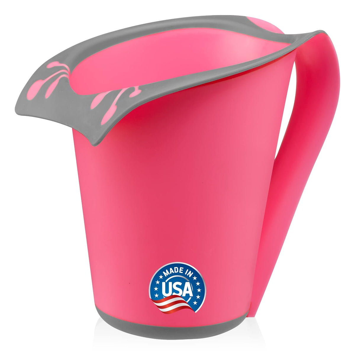 Baby Bath Rinse Cup with Soft Silicone Edge - Tear Free Shampoo Rinser for Babies, Toddlers, Kids - 27 oz Large Capacity Waterfall Pourer, Easy Grip Handle, BPA Free, Made in USA