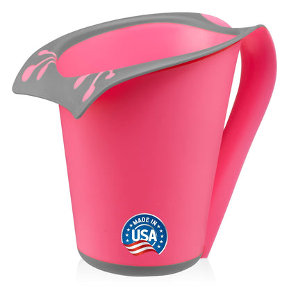 Baby Bath Rinse Cup with Soft Silicone Edge - Tear Free Shampoo Rinser for Babies, Toddlers, Kids - 27 oz Large Capacity Waterfall Pourer, Easy Grip Handle, BPA Free, Made in USA