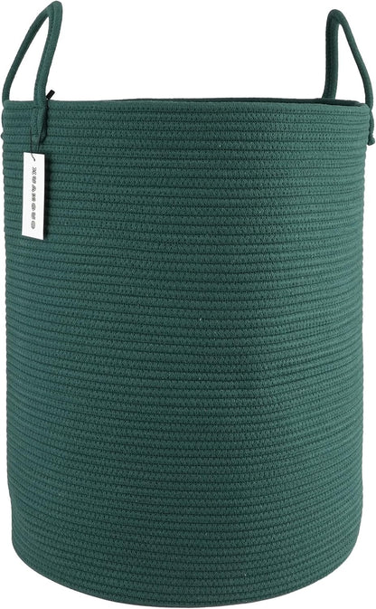 White Cotton Rope Laundry Basket Hamper for Clothes Large