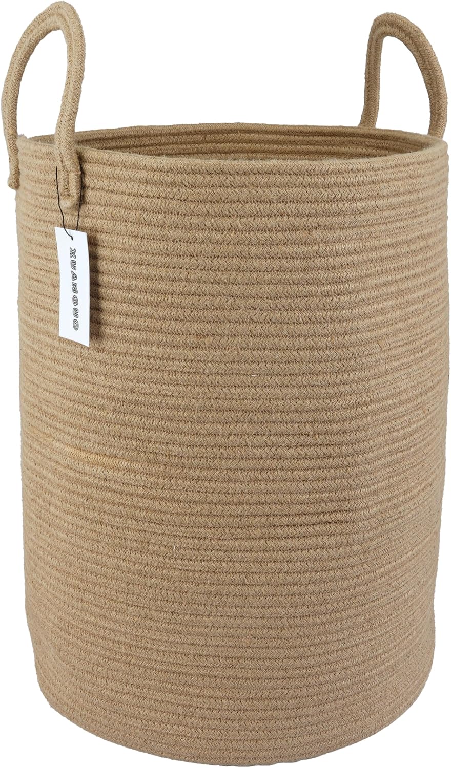 White Cotton Rope Laundry Basket Hamper for Clothes Large
