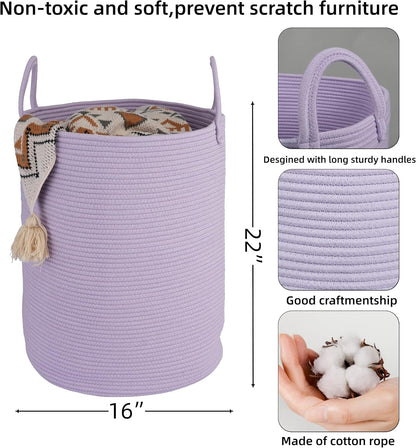 White Cotton Rope Laundry Basket Hamper for Clothes Large