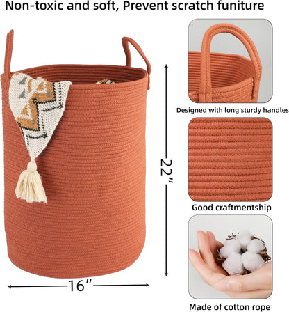 White Cotton Rope Laundry Basket Hamper for Clothes Large