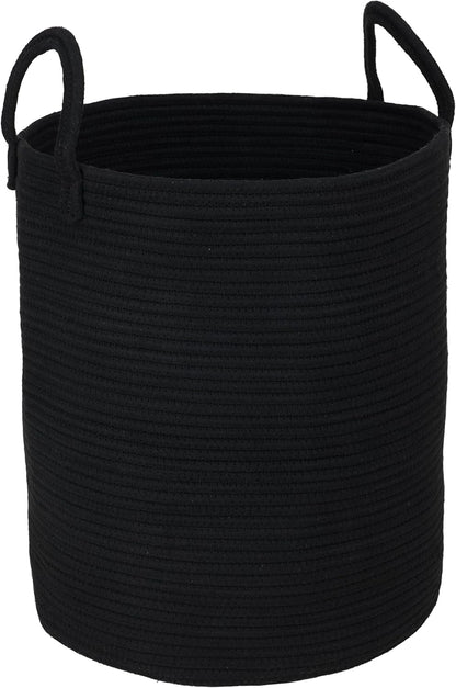 White Cotton Rope Laundry Basket Hamper for Clothes Large