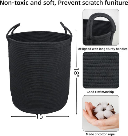 White Cotton Rope Laundry Basket Hamper for Clothes Large