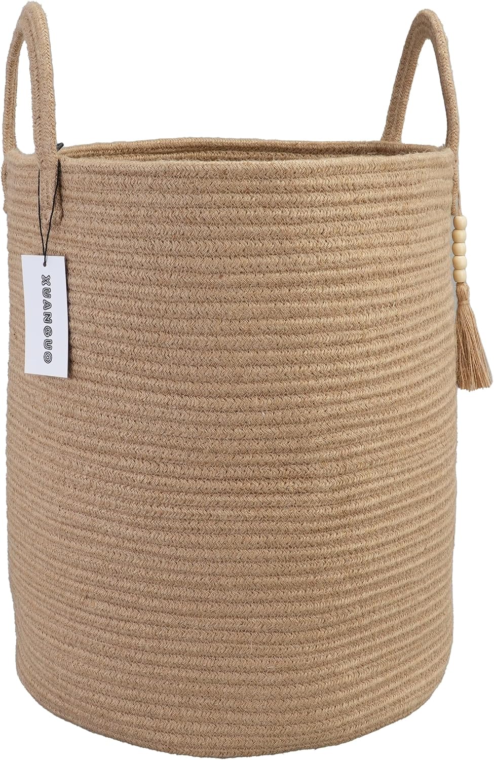 White Cotton Rope Laundry Basket Hamper for Clothes Large