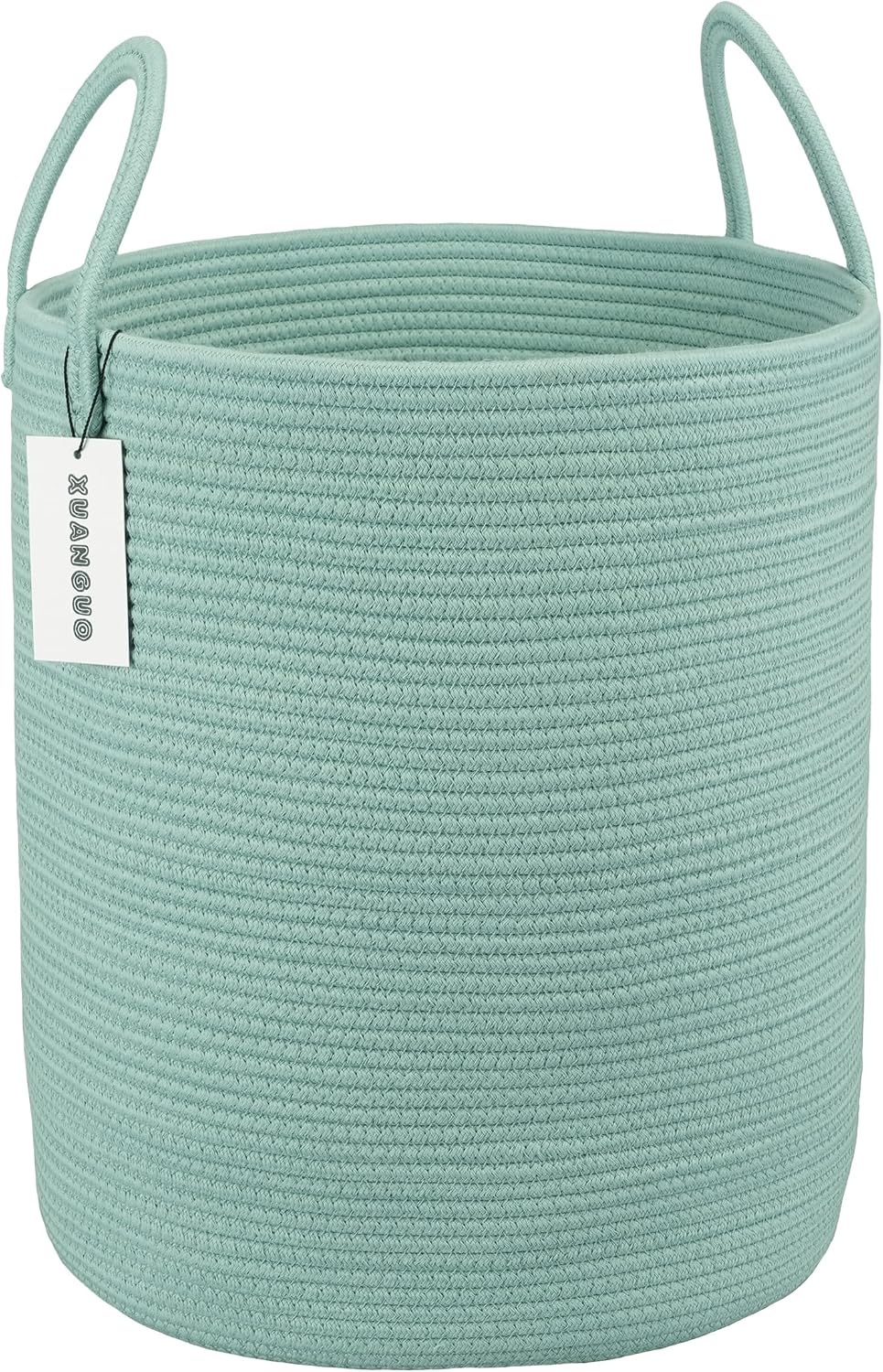 White Cotton Rope Laundry Basket Hamper for Clothes Large