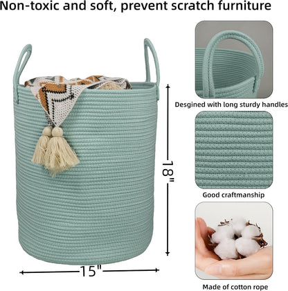 White Cotton Rope Laundry Basket Hamper for Clothes Large