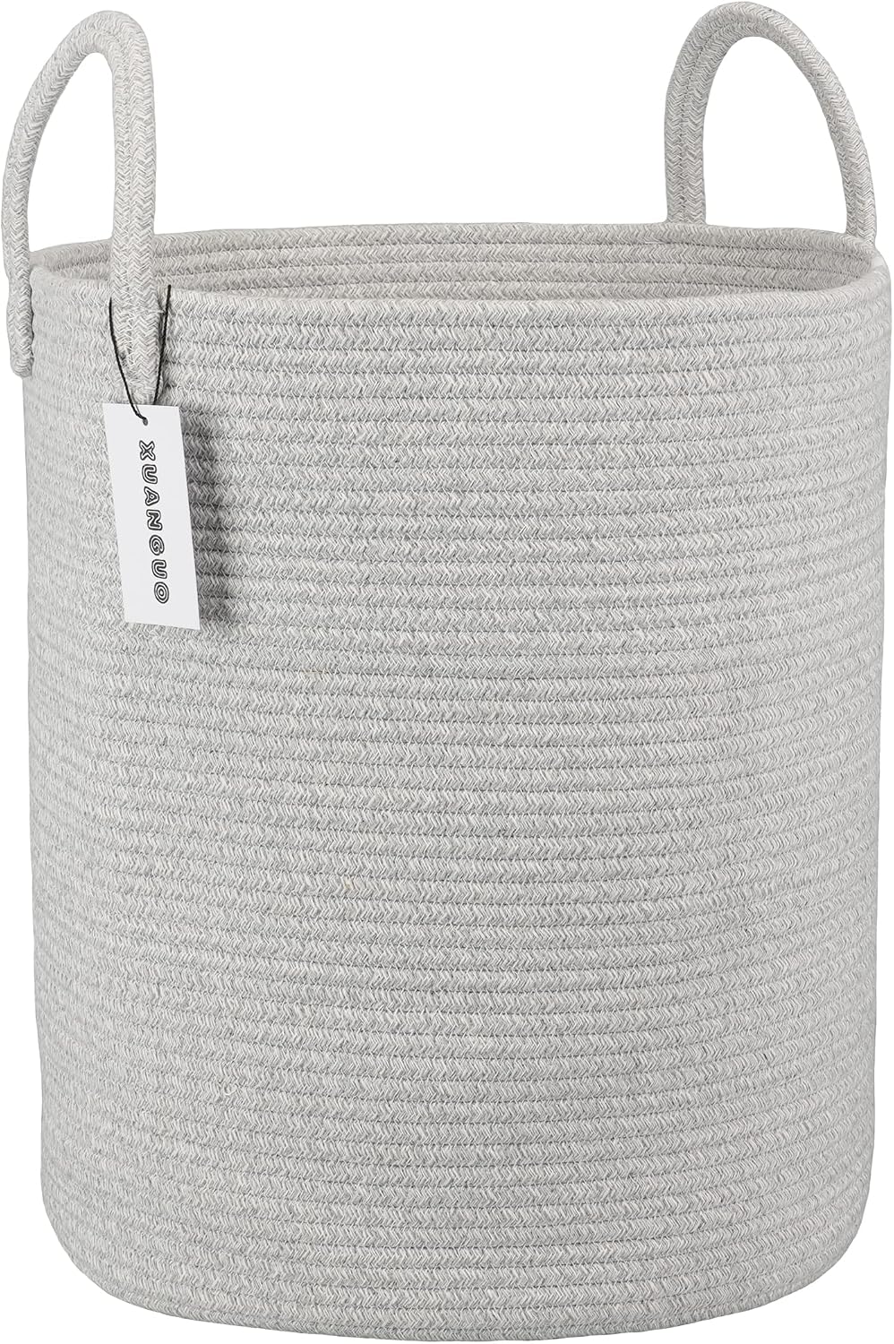White Cotton Rope Laundry Basket Hamper for Clothes Large