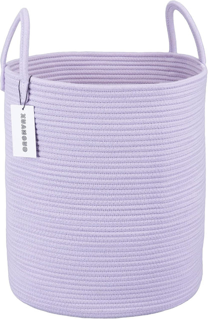 White Cotton Rope Laundry Basket Hamper for Clothes Large