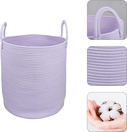 White Cotton Rope Laundry Basket Hamper for Clothes Large