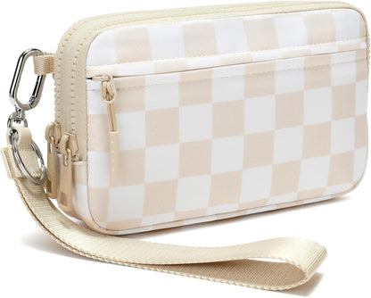 Wristlet wallets for Women RFID crossbody bags with 4 Zippers