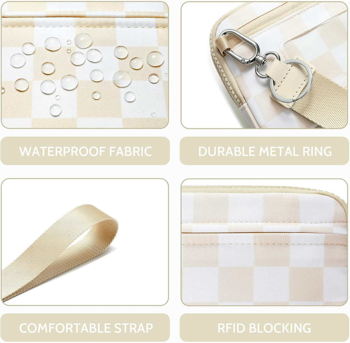 Wristlet wallets for Women RFID crossbody bags with 4 Zippers