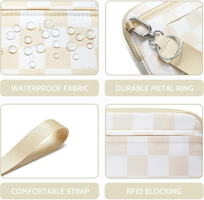 Wristlet wallets for Women RFID crossbody bags with 4 Zippers