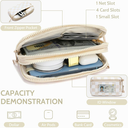 Wristlet wallets for Women RFID crossbody bags with 4 Zippers