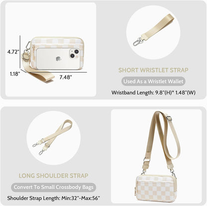 Wristlet wallets for Women RFID crossbody bags with 4 Zippers