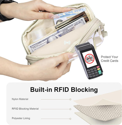 Wristlet wallets for Women RFID crossbody bags with 4 Zippers