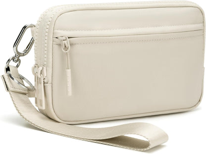 Wristlet wallets for Women RFID crossbody bags with 4 Zippers
