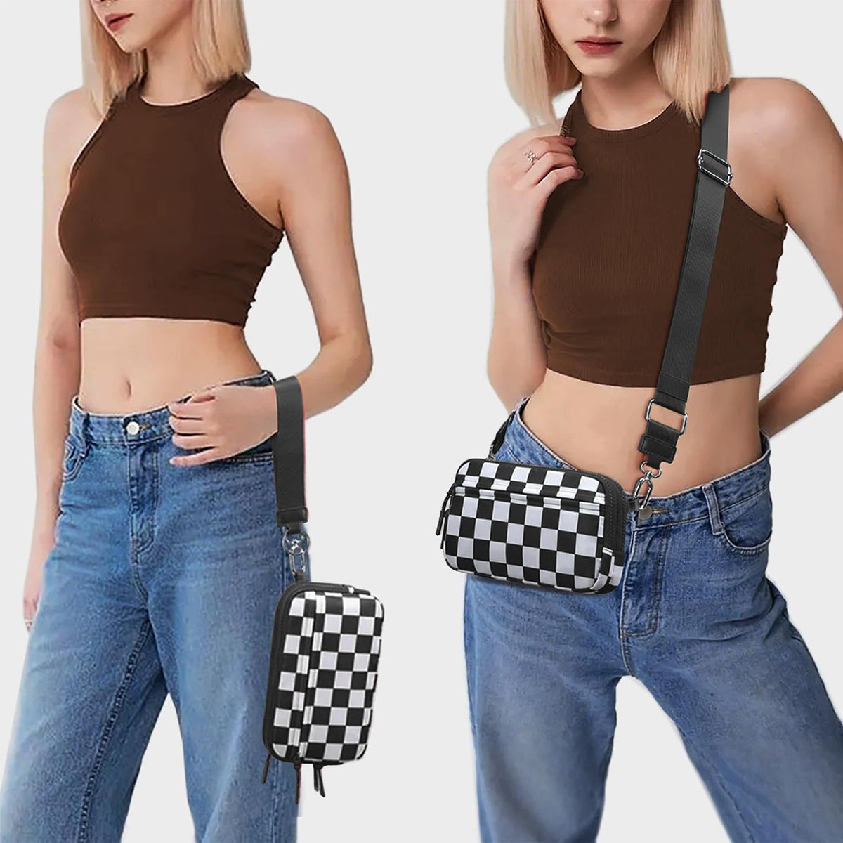 Wristlet wallets for Women RFID crossbody bags with 4 Zippers