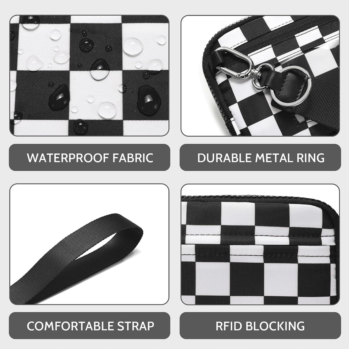 Wristlet wallets for Women RFID crossbody bags with 4 Zippers