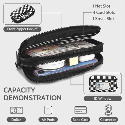 Wristlet wallets for Women RFID crossbody bags with 4 Zippers