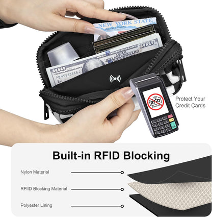 Wristlet wallets for Women RFID crossbody bags with 4 Zippers
