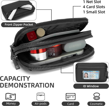 Wristlet wallets for Women RFID crossbody bags with 4 Zippers