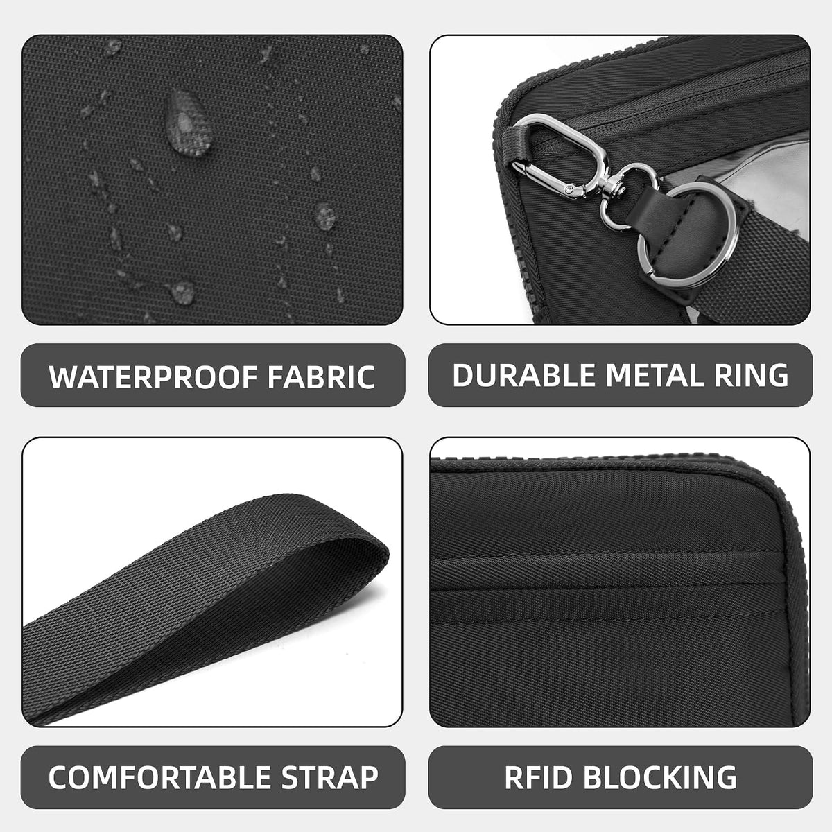 Wristlet wallets for Women RFID crossbody bags with 4 Zippers