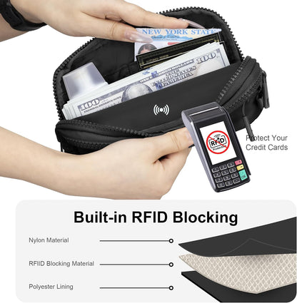 Wristlet wallets for Women RFID crossbody bags with 4 Zippers