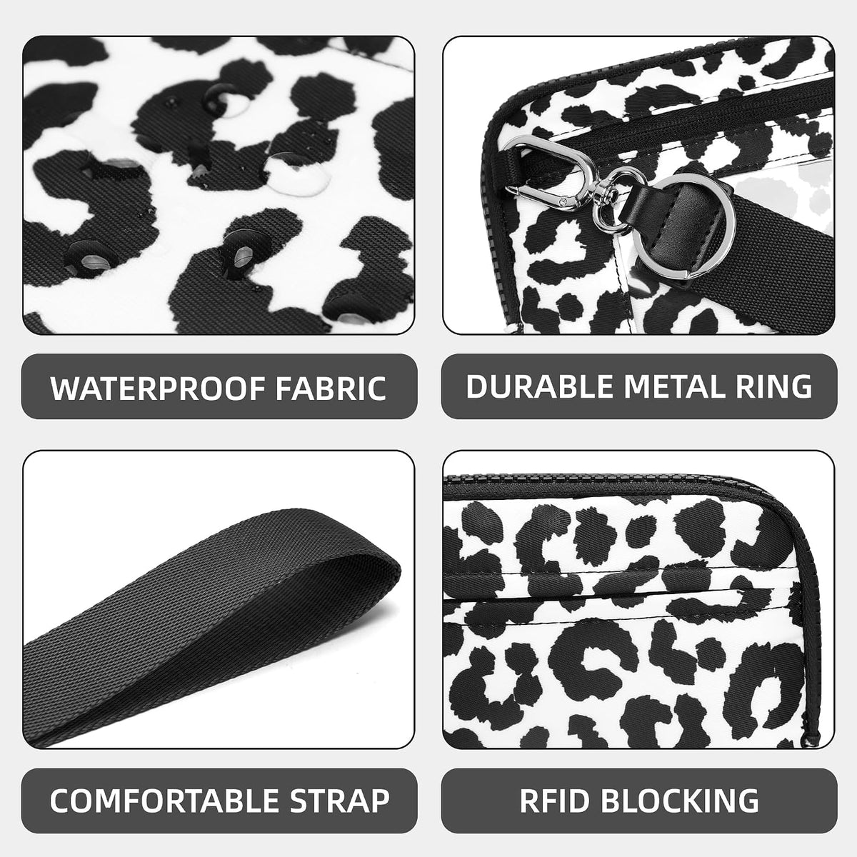 Wristlet wallets for Women RFID crossbody bags with 4 Zippers