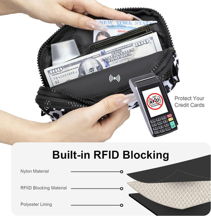 Wristlet wallets for Women RFID crossbody bags with 4 Zippers