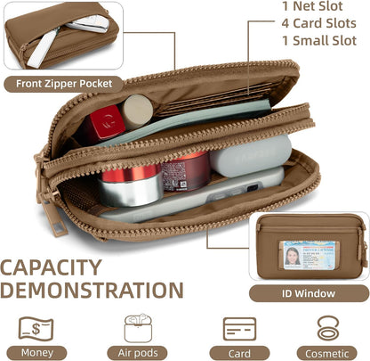 Wristlet wallets for Women RFID crossbody bags with 4 Zippers