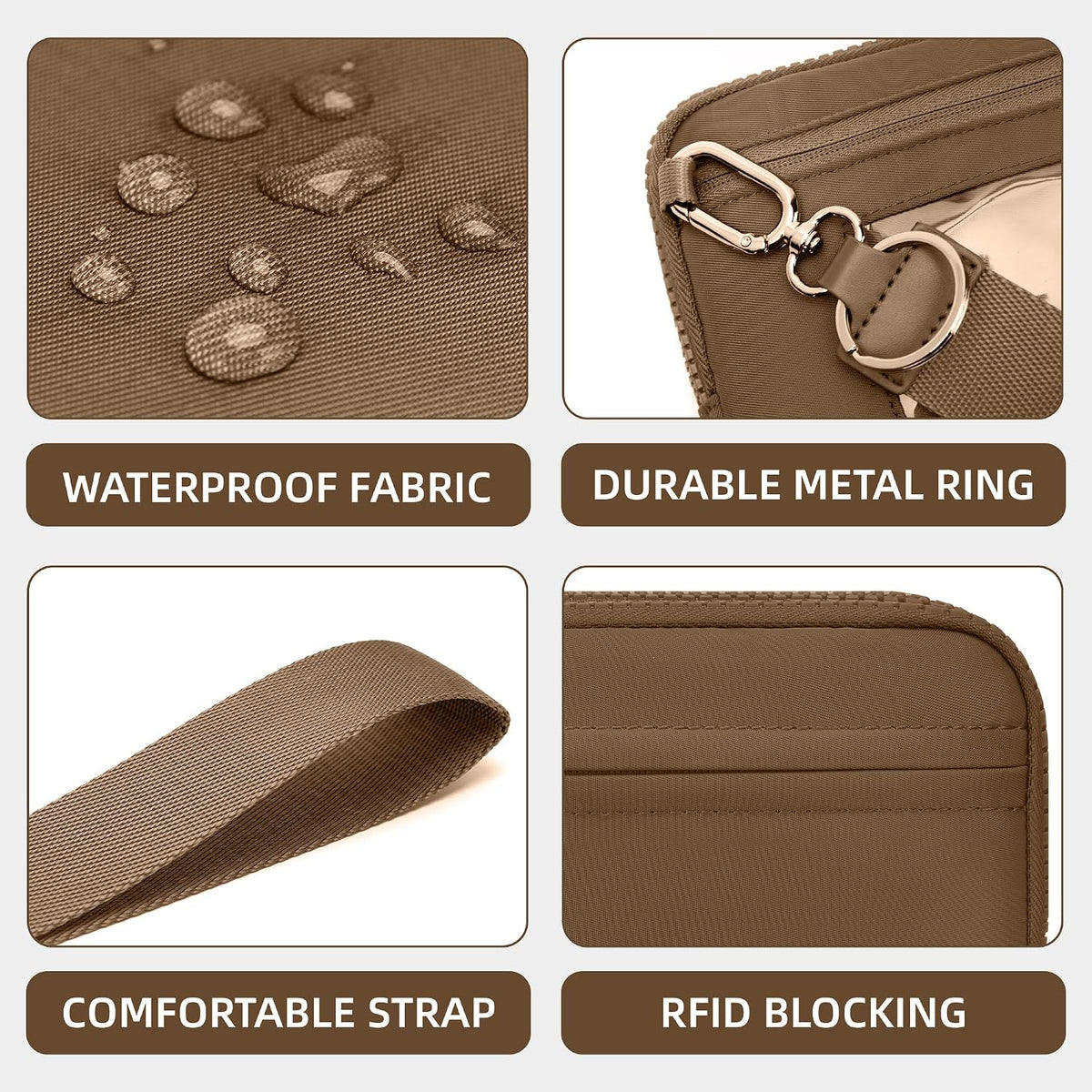 Wristlet wallets for Women RFID crossbody bags with 4 Zippers