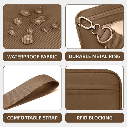 Wristlet wallets for Women RFID crossbody bags with 4 Zippers