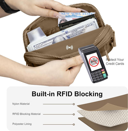 Wristlet wallets for Women RFID crossbody bags with 4 Zippers