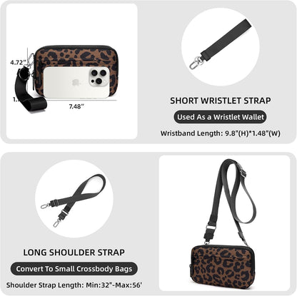 Wristlet wallets for Women RFID crossbody bags with 4 Zippers