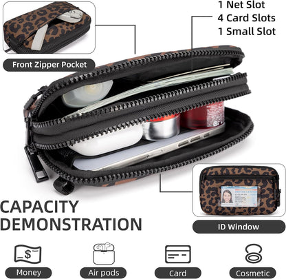 Wristlet wallets for Women RFID crossbody bags with 4 Zippers