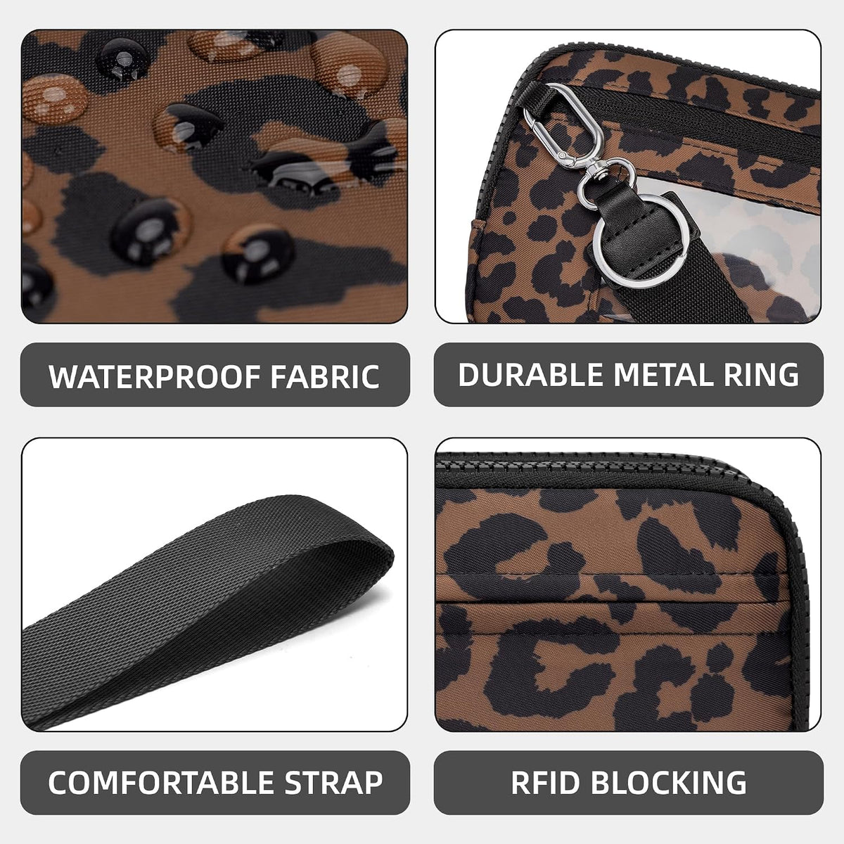 Wristlet wallets for Women RFID crossbody bags with 4 Zippers