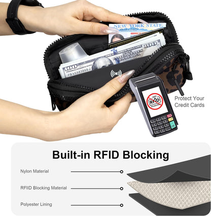 Wristlet wallets for Women RFID crossbody bags with 4 Zippers