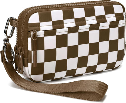 Wristlet wallets for Women RFID crossbody bags with 4 Zippers