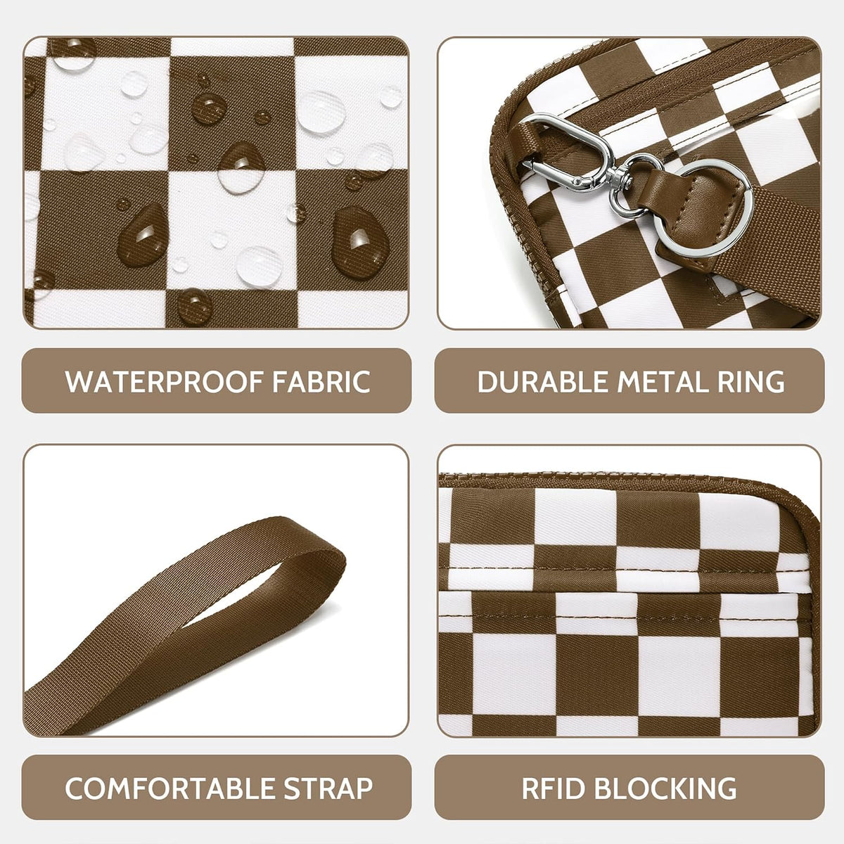 Wristlet wallets for Women RFID crossbody bags with 4 Zippers