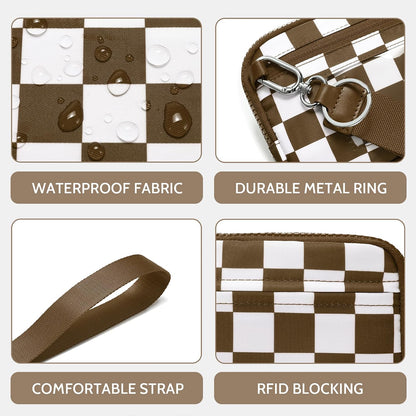 Wristlet wallets for Women RFID crossbody bags with 4 Zippers