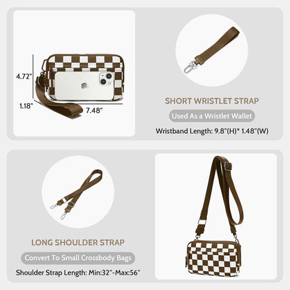 Wristlet wallets for Women RFID crossbody bags with 4 Zippers
