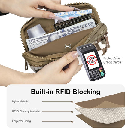 Wristlet wallets for Women RFID crossbody bags with 4 Zippers