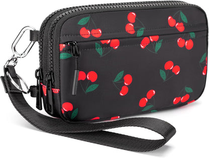 Wristlet wallets for Women RFID crossbody bags with 4 Zippers