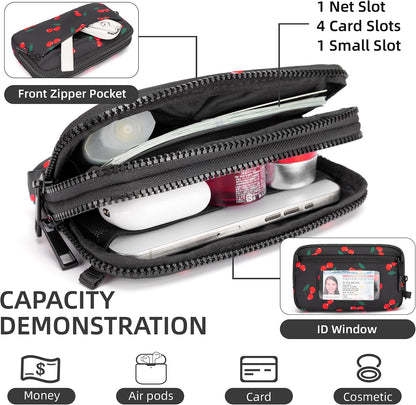 Wristlet wallets for Women RFID crossbody bags with 4 Zippers